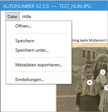 Datei-Menü mit Öffnen